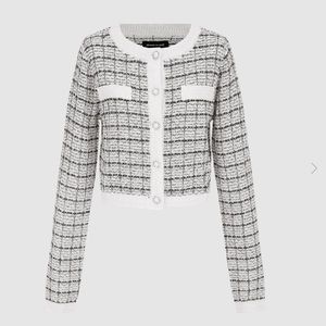 URBAN REVIVO NWT NEVER WORN TWEED CREW NECK KNITTED CARDIGAN